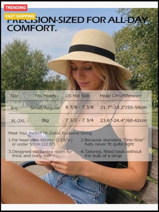 Wide Brim Straw Sun Hat UPF 50+ with Detachable Chin Strap, Floppy Beach Hat main image 4